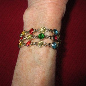 MULTICOLORED STONE BRACELET SET IN GOLD